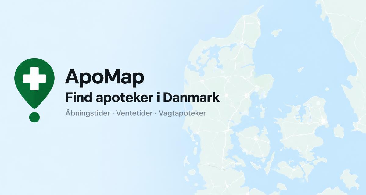 ApoMaps originale kort over Danmark med grønt apotekspin og hvidt kors